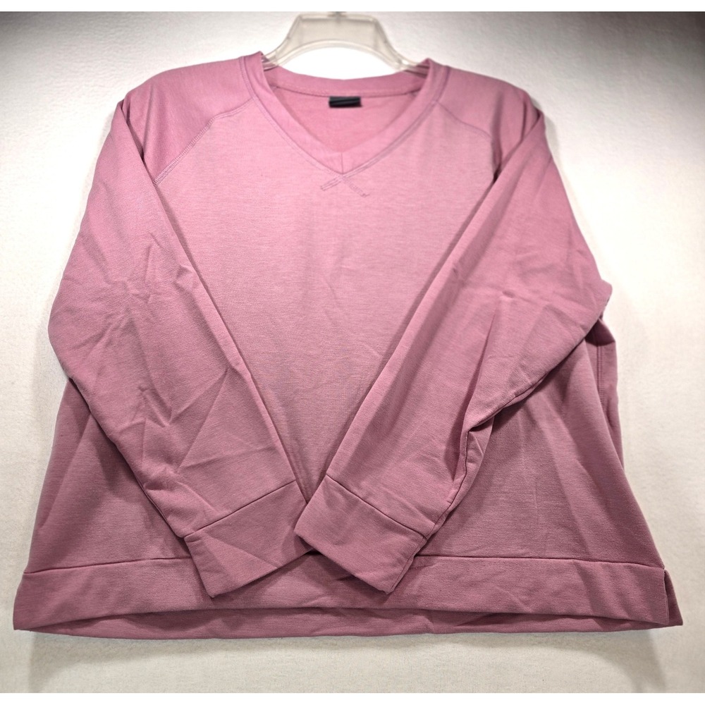 Eddie Bauer Sleepwear Womens XL Mauve Pink V-Neck Raglan‎ Long Sleeve Lounge Top